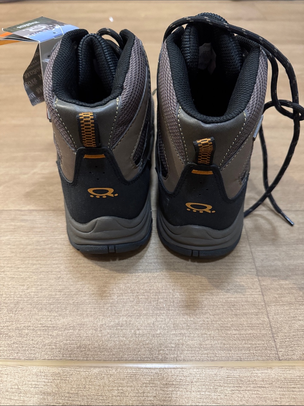Men's Gray and Black Outdoor Boots with Orange Accents - Brand